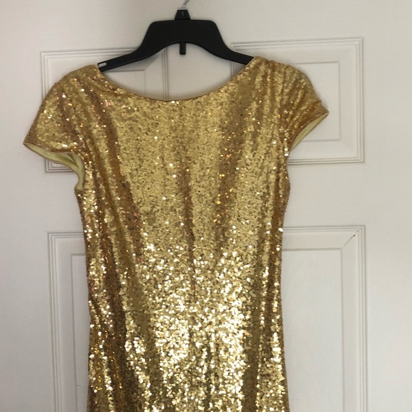 Beautiful gold sequin hand made dress. Size 8 - Picture 4 of 8